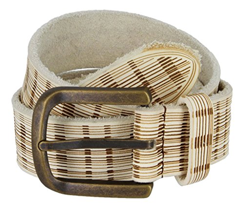 Vintage Full Grain Leather Plaid Casual Jean Belt * Made in Italy *