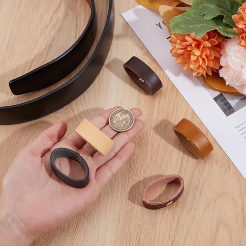 PH PandaHall 5pcs Leder Loop Keeper, Gürtel Keeper Schlaufen Echtes Rindsleder Taille Schleife Gürtel 5 Farben Lederschlaufen 15mm breite Gürtelschlaufen für Ersatzgurt Zubehör