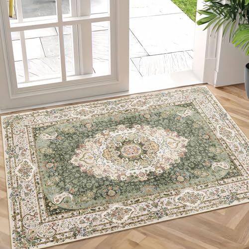 Castage Small Rugs 2x3,Green Rug for Entryway Bathroom Bedroom Kitchen