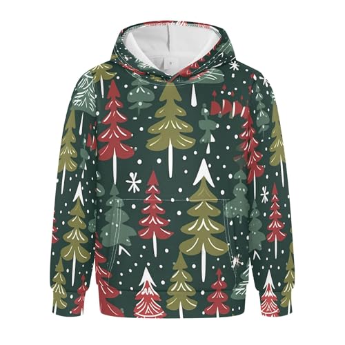 Kids Hoodies Sweaters Christmas Xmas Trees Hooded Sweatshirts with Big Pockets for Boys Girls B0400326