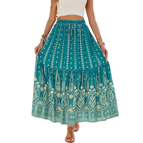 Women's 2025 Bohemian Long Skirts Flowy High Waist A Line