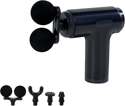 Deep Tissue Massage Gun, Cordless Percussion Massager with 4 Heads, Mini Portable Massager for Women, Men, Powerful, Black Color