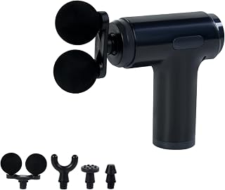 Deep Tissue Massage Gun, Cordless Percussion Massager with 4 Heads, Mini Portable Massager for Women, Men, Powerful, Black Color