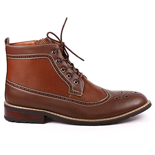 Metrocharm MET525-4 Men's Lace Up Perforated Wing Tip Formal Dress Casual Fashion Ankle Boots RUN BIG2