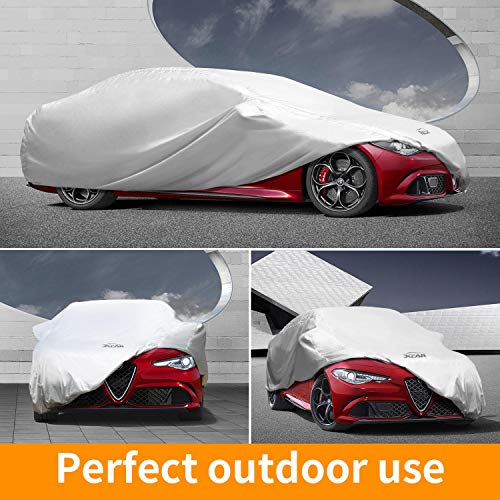 XCAR Solar Shield Breathable UV Protection Car Cover Fits Cars Up to 200 Inch in Length-with Gust Guard Strap