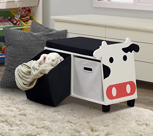 turtleplay Cow Toy Storage Bench, White