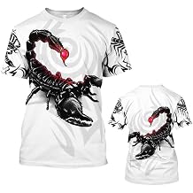 Men's Animal Scorpion Printed T Shirt Casual Retro 3D Printed Tracksuit Tops Short Sleeve Tshirts Pullover
