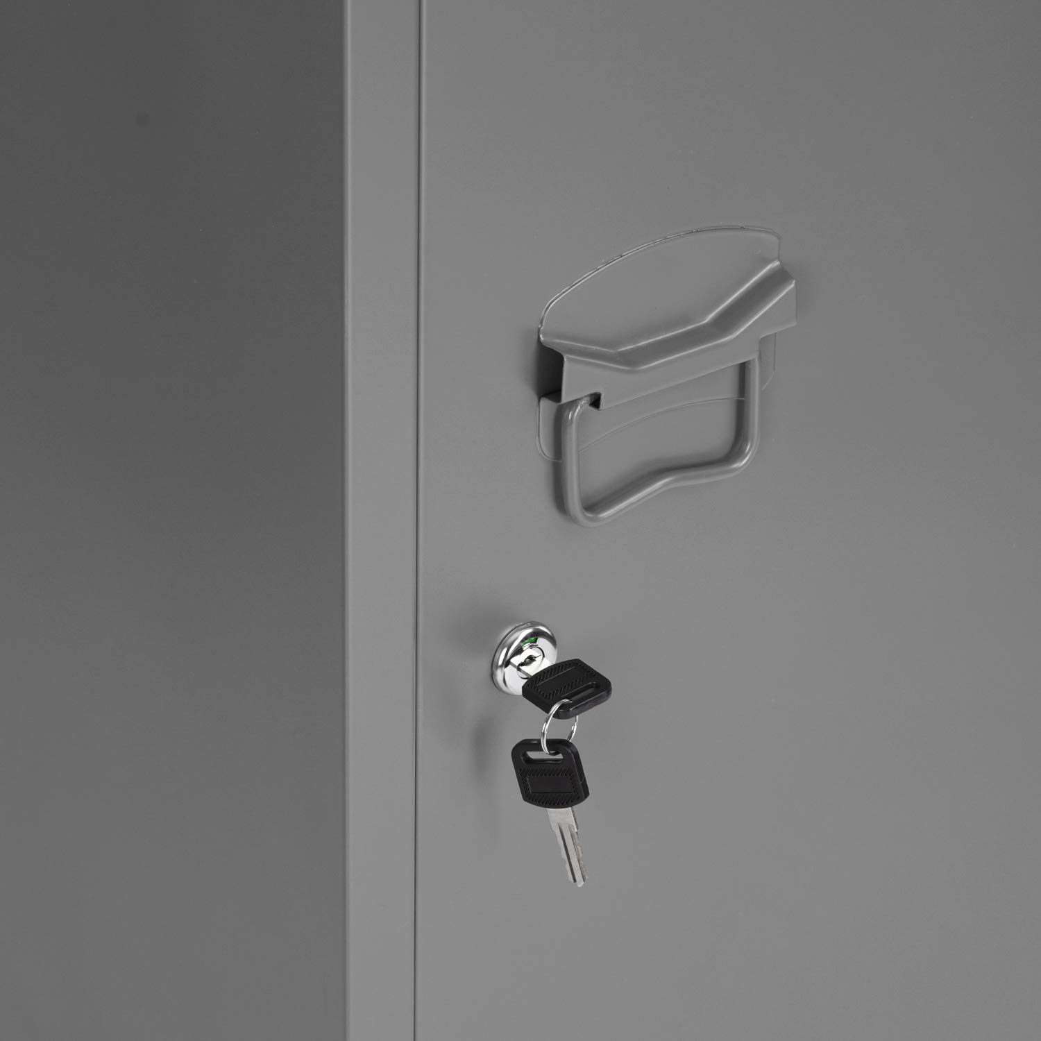 FurnitureR Aktenschrank im Industriestil mit Schlüssel, abschließbarer Schrank, Büromöbel, 38,2 x 38,2 x 137,3 cm, Grau