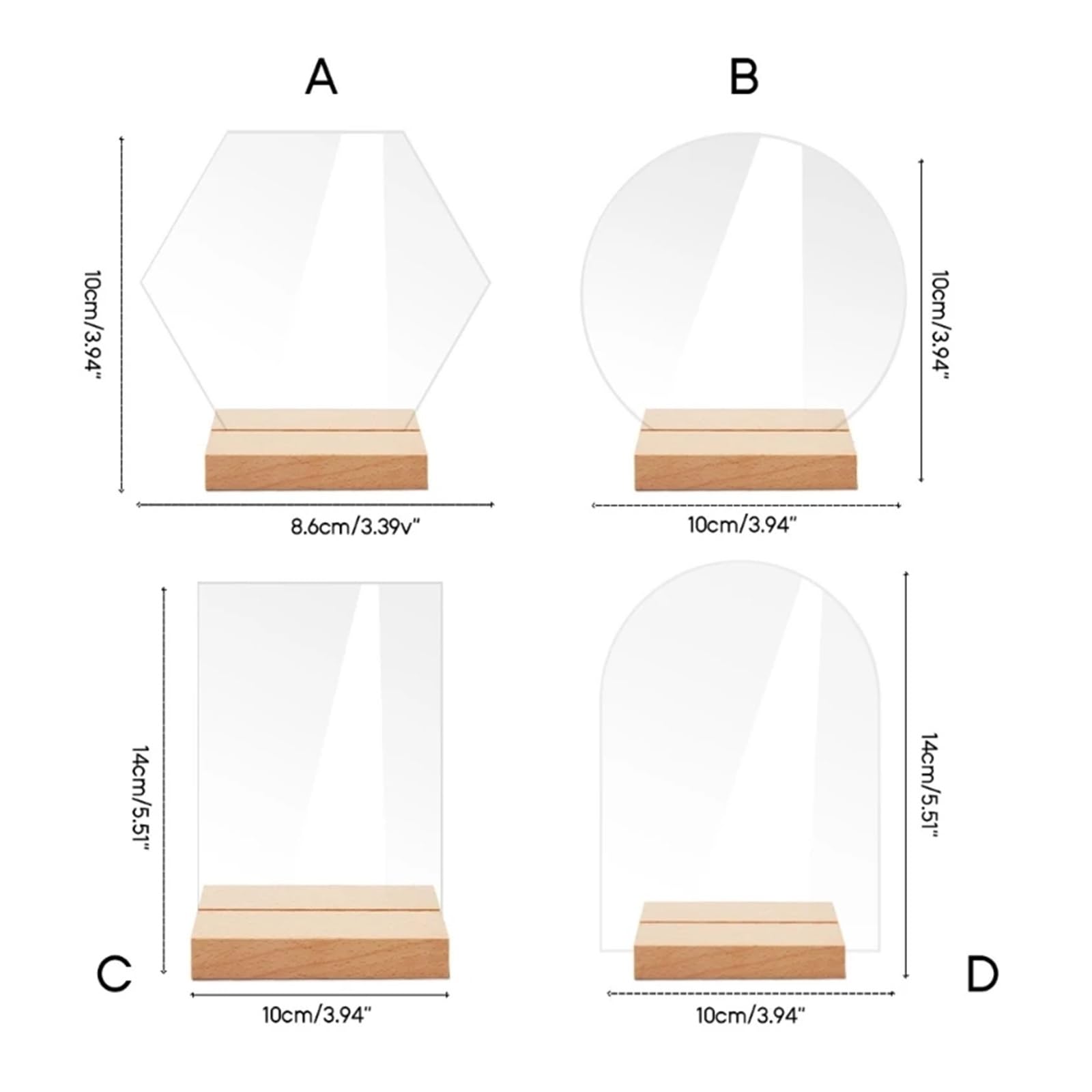 Porta números de mesa Soporte de letrero de mesa con Base de madera, letrero de boda transparente en blanco, soporte de exhibición for Bar, número de lugar, 10 Uds.(BT053)