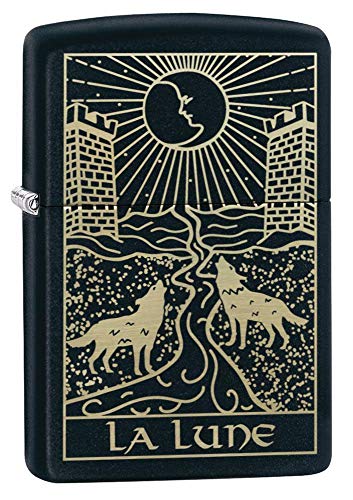 Zippo Wolf Tarot Card Black Matte Pocket Lighter