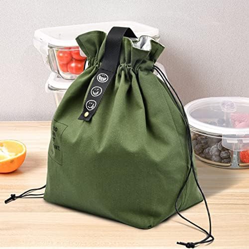 Cozlly 9L Lunch Bag Adults, 20 x 15 x 30cm Small Lunch Tote Bag, Soft Drawstring Lunch Bag, Lunch Bbag for Men, Women, Work, School, Picnics (Green)