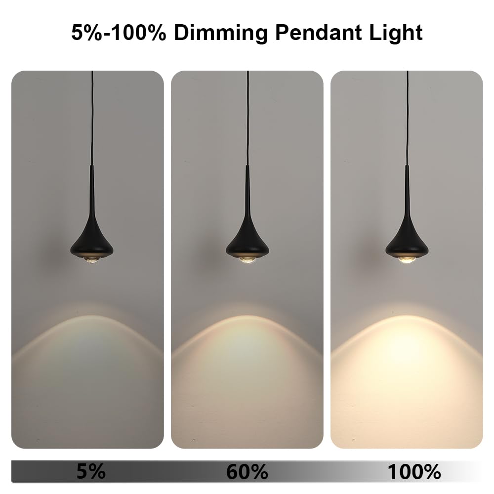 Black Pendant Light Kitchen Island, Modern Integrated LED Pendant Light Fixtures - Image 3