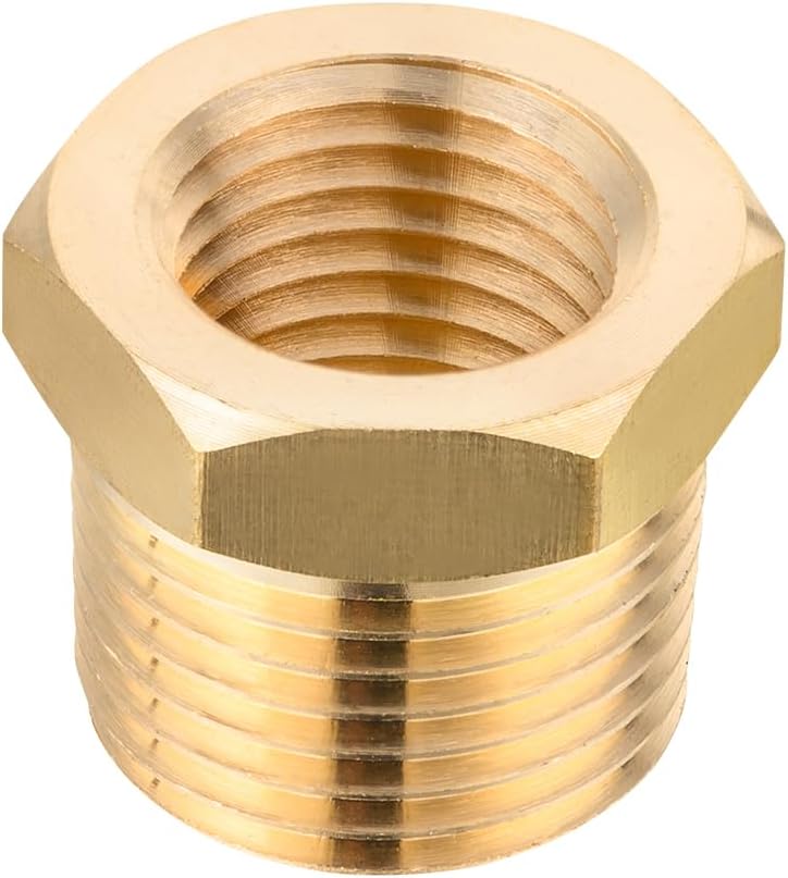 (Pack of 10) EFIELD Brass Reducer Hex Bushing 1/2" MNPT X 1/8" Female NPT Threaded Pipe Adapter Fittings,(NPT027)