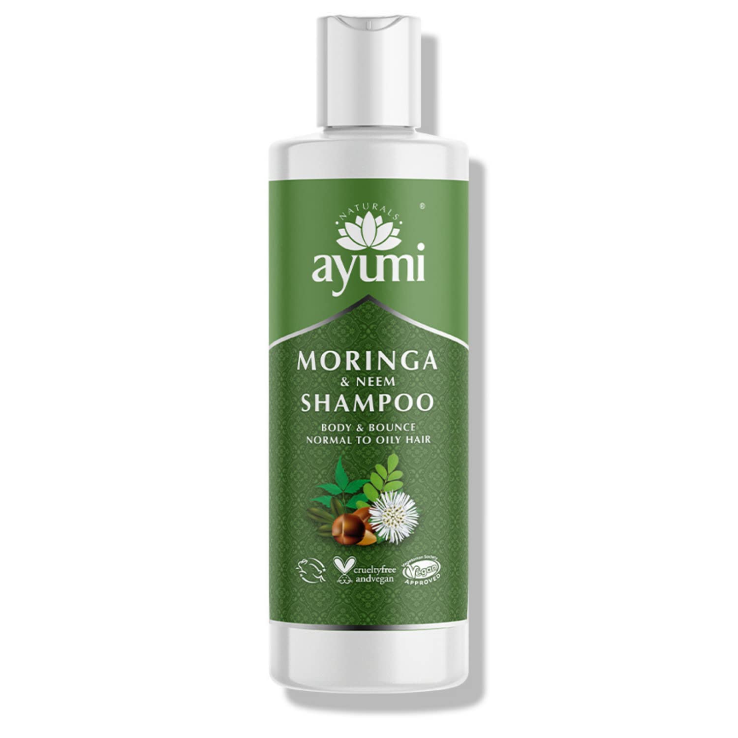Ayumi Moringa & Neem Anti-Dandruff Shampoo | Tea Tree & Botanical Extracts | For Itchy & Oily Hair | 8.8 Fl Oz