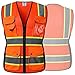 JKSafety 9 Pockets Women Hi-Vis Reflective Safety Vest | Mesh Neon Orange| Reflective Strips with Yellow Extended Trims | ANSI Compliant (168-Orange, M)