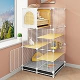 DIY Encrypted Rabbit Hutch Gap 1.5cm Indoor Bunny Cages Detachable Pet House Playpen Metal Wire Small Animal Enclosure Large Exercise Place(73 * 37 * 107cm)
