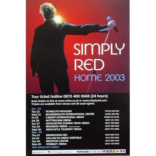 Poster Simply Red 100x150 cm pour créer une ambiance salon de musique rétro