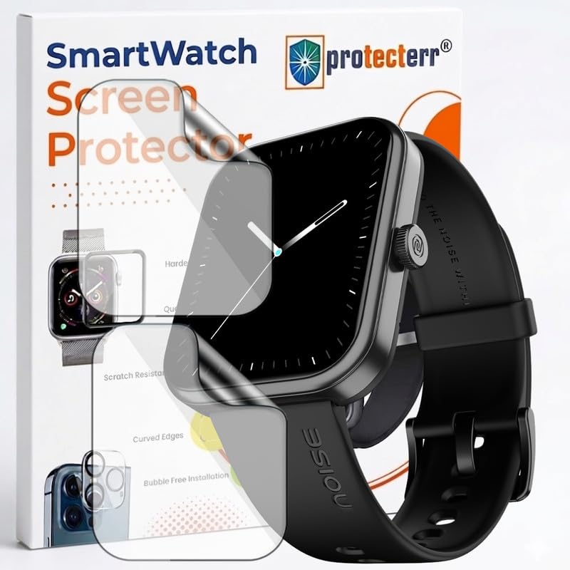 Image of 2-Pack Screen Protector for Noise ColorFit Pulse 3 1.96 inch Smartwatch - Flexible TPU Screen Guard, HD Clear, Anti Scratch, Bubble Free, Full Coverage Film - Not Tempered Glass