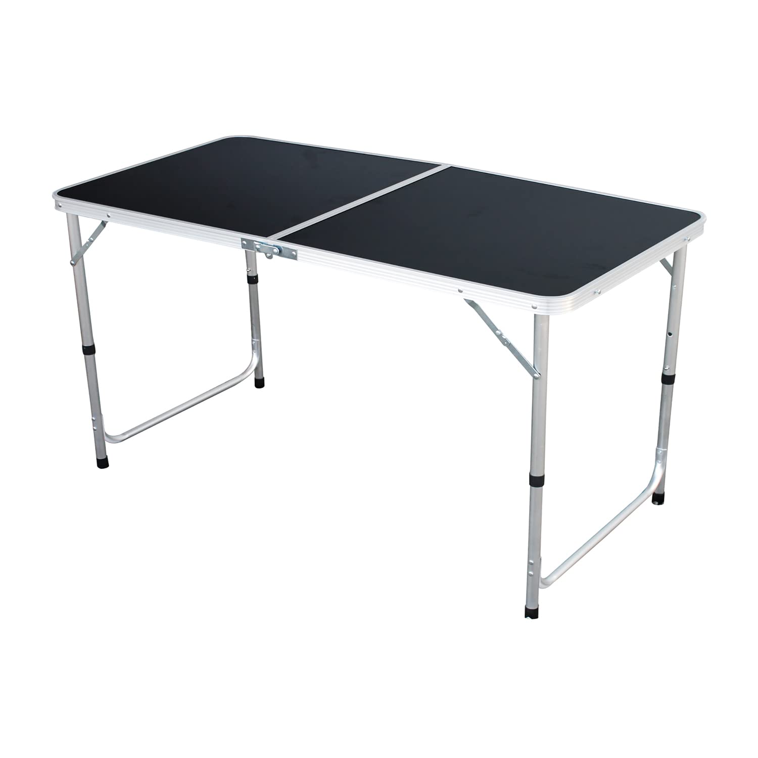Mojawo 5tlg. Campingmöbel Set Alu 120x60x58/70cm 1x XXL Campingtisch Black Edition mit Tragegriff + 4 Campingstühle anthrazit Stoff Oxfort