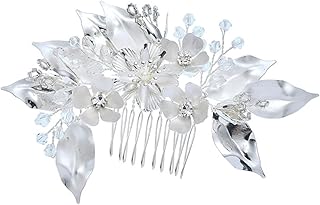 minkissy Pente De Cabelo De Flor De Noiva Pente Lateral Simples Pente De Lado Francês Pente De Cabelo De Metal Para Casamento Touca De Casamento Para Noiva Pente De Cabelo Para Noiva Pente