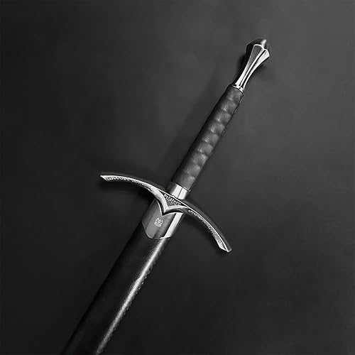 Miniatura 6 de Espada medieval de 41.25 pulgadas con una sola mano, acero al carbono de hoja opaca con vaina de madera envuelta en piel sintética, lista para no