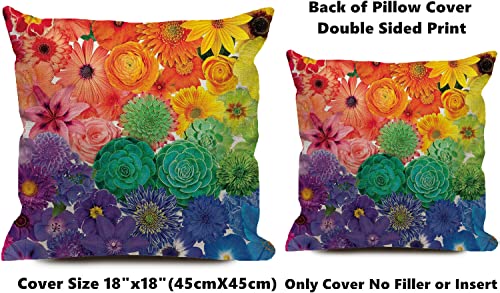 Kakigiji Pillow Cover Colorful Flower Double-Sided Design 18X18 Inch Home Decor For Sofa Livingroom Couch Bed Decorative Throw Pillow Case Gift #TOP1