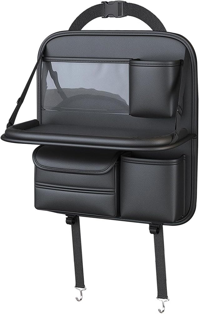 Organizador Asiento Trasero Coche para Nissan Xterra N50 WD22 2.Gen / 1.Gen WD22 2000-2015, Cuero Organizadores con Bandeja Mesa Plegable, Coche Protector Respaldo,Small-Black