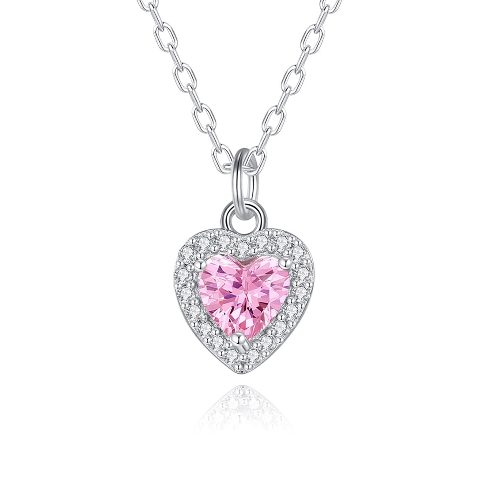 Collar de cadena de oro blanco de 9 Kt/14 Kt/18 quilates para mujer, colgante de corazón, con diamante creado de 0,5 quilates y moissanita, collar de plata para mujer