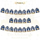 3pcs Ramadan Banner Eid Mubarak Decoration, 2 in 1 Ramadan Kareem Hanging Banners Decor, No DIY Needed Eid Al-Fitr Iftar Party Favor Hang Garland Supplies for Home Tree Fireplace Wall