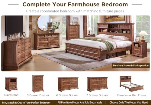 Image of Farmhouse Nightstand w / Charging Station 18 inchWood Sofa Table w /Roman Column
