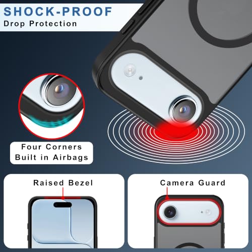 Image of CEDO Magnetic Cover for iPhone 17 Air | Compatible with MagSafe Wireless Charging | Matte Black Case Designed with Magnetic Lock Shockproof Edge Protection Backcover (Translucent Black)