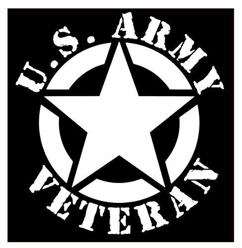 US Army Veteran Star Vinyl Sticker Decals (Pack of 2) for Car Bumper Window Laptop Phone Tablet (10