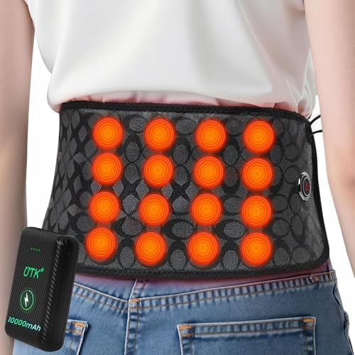 UTK Cordless Far Infrared Heating Pad for Back Pain Relief, Wireless Heating Belt for Waist, Lumbar, Abdomen, Electric 3 Heat Settings Up to 149℉,Lower Back Pain Relief