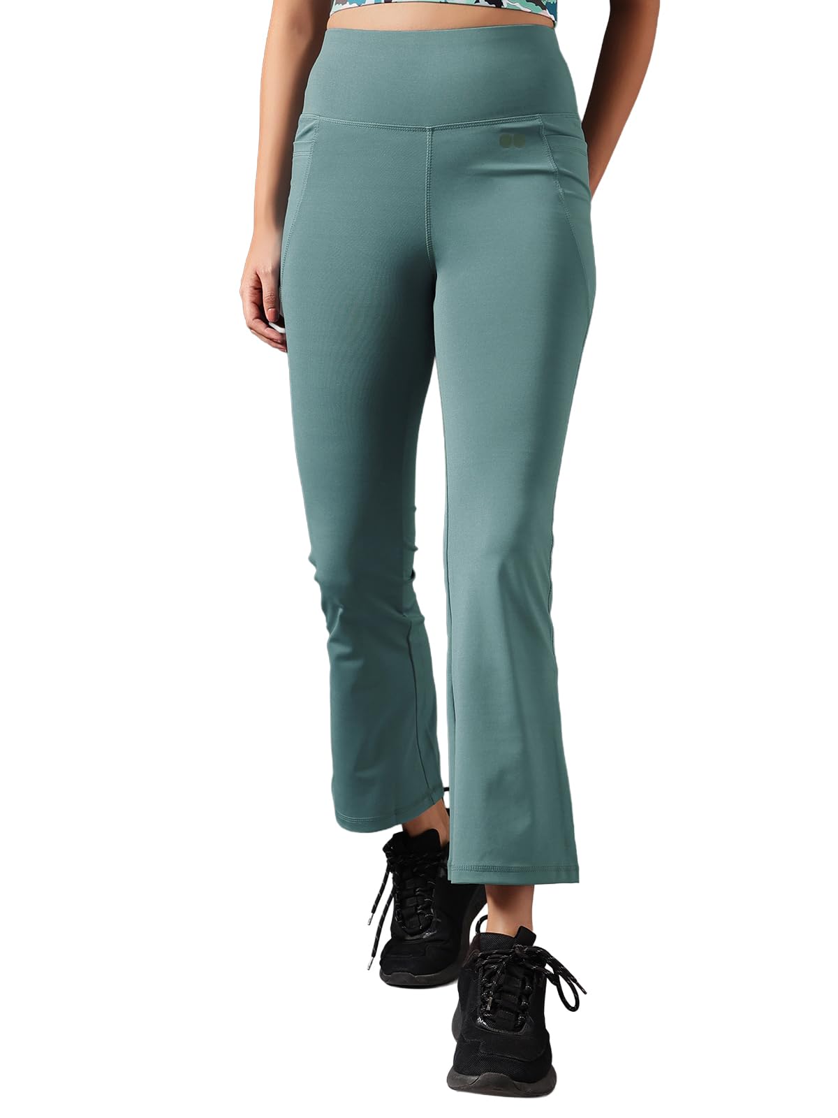 Clovia Women's Comfort-Fit High Rise Waist Flared Yoga Pants (AB0090B08_Navy Blue_XXL)-picture-13