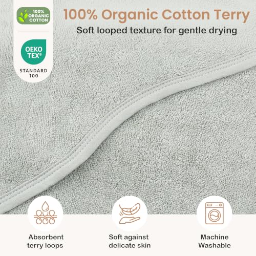 Image of 100% Organic Cotton Hooded Woven Towel for Toddler Unisex 31x31 in