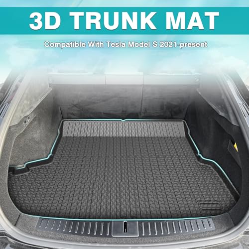 Image of Mixsuper Custom Fit Cargo Liner for 2021-2025 Tesla Model S Long Range /Plaid All Weather Trunk Liner Rear Cargo Mat Black (Not Fit 2012-2020 Model S)