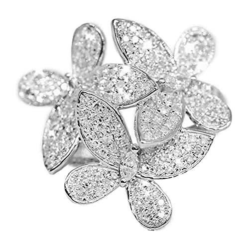 IMINI Bague Trois Papillons Fleur pour Femmes Filles Délicates avec Strass Cristal Papillon Ouvert Bague de Déclaration Fiançailles Promesse Bague de...