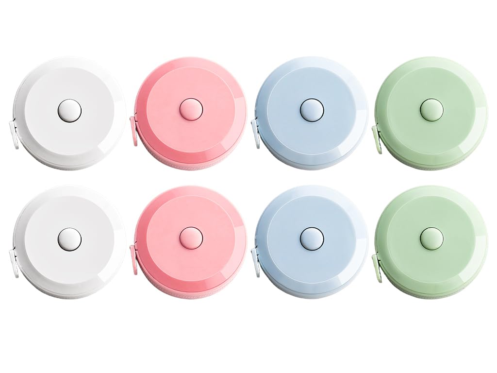 8 Piezas Cinta Métrica Corporal, Doble Escala Cintas Métricas, Métrica Retráctil de Sastre, Para Coser y Medir Cintur,Longitud, Pecho, Pecho y Brazos,4 Colores(2 Metros)