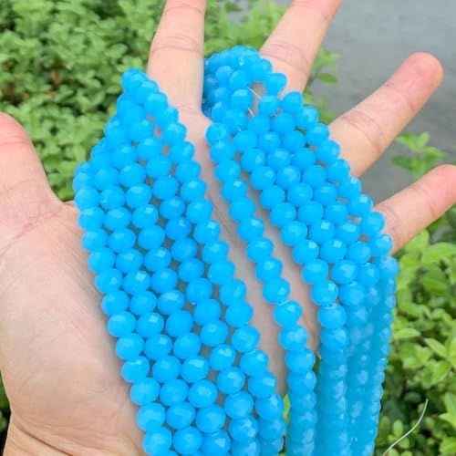 Image of 700pcs Czech Faceted Rondelle Crystal Glass Beads 8mm Bulk Blue Turquoise Opal