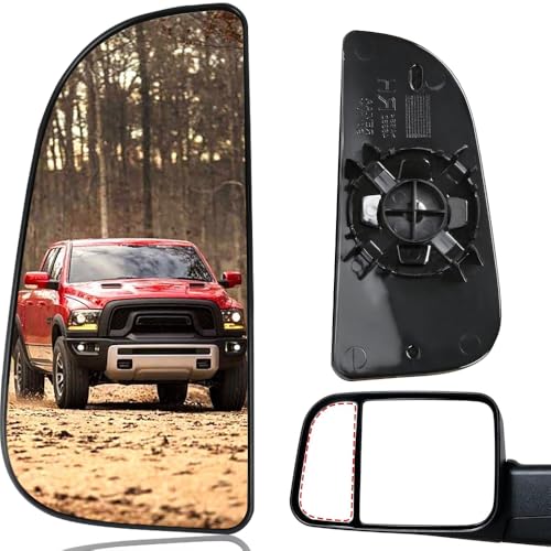 Driver Left Side Lower Mirror Glass Replacement, for 2010-2020 Dodge Ram 1500 2500 3500 4500 5500, Towing Mirrors Convex Glass with Rear Mounting Bracket, 68067731AA