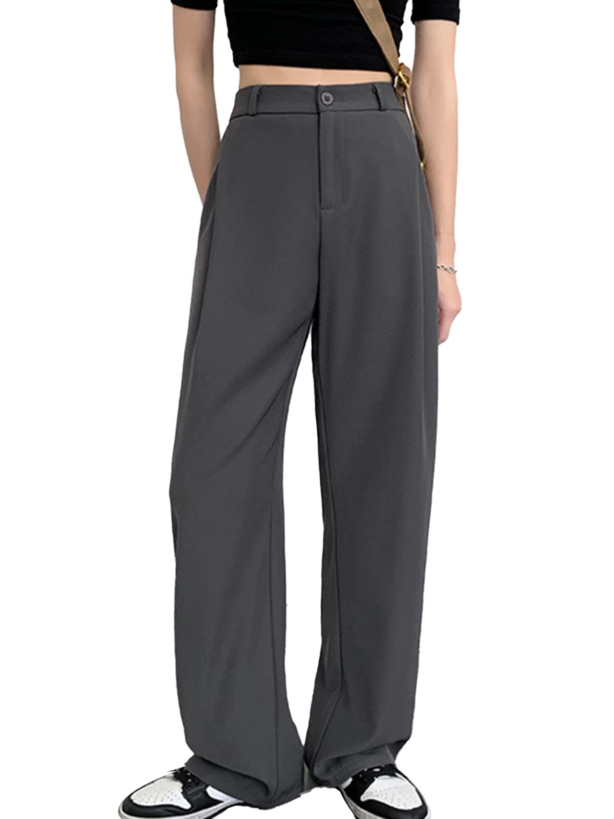 Women Wide Leg Dress Pants Business Casual Trousers with Pocket High Waist Work Pants