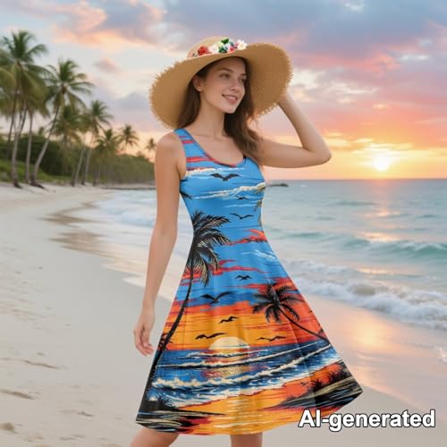 Image of Hawaii Matching Couple Outfits Husband and Wife Clothing Fashionable Mens Casual Shirts Hawaii Dress with Soft Fabric