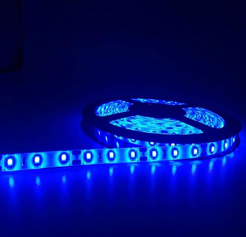 Miniatura 3 de HAUTY Tira de luz LED impermeable azul de 16 pies16.4 ft SMD 2835 300 LED 12 V cinta LED flexible cortable (sin enchufe de alimentación de 12