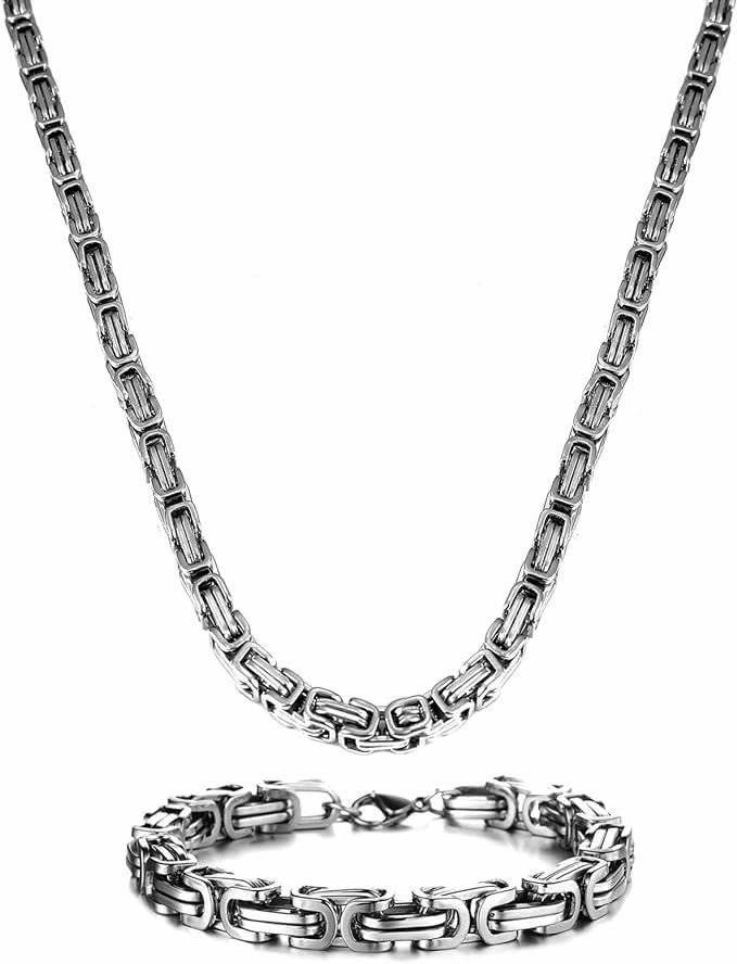 silver chain for men combo necklace for men 2 Bracelet chains for men neck chain for men chain for boys mens chain Stainless steel stylish long chains Locket Pendant golden chain fashion A459