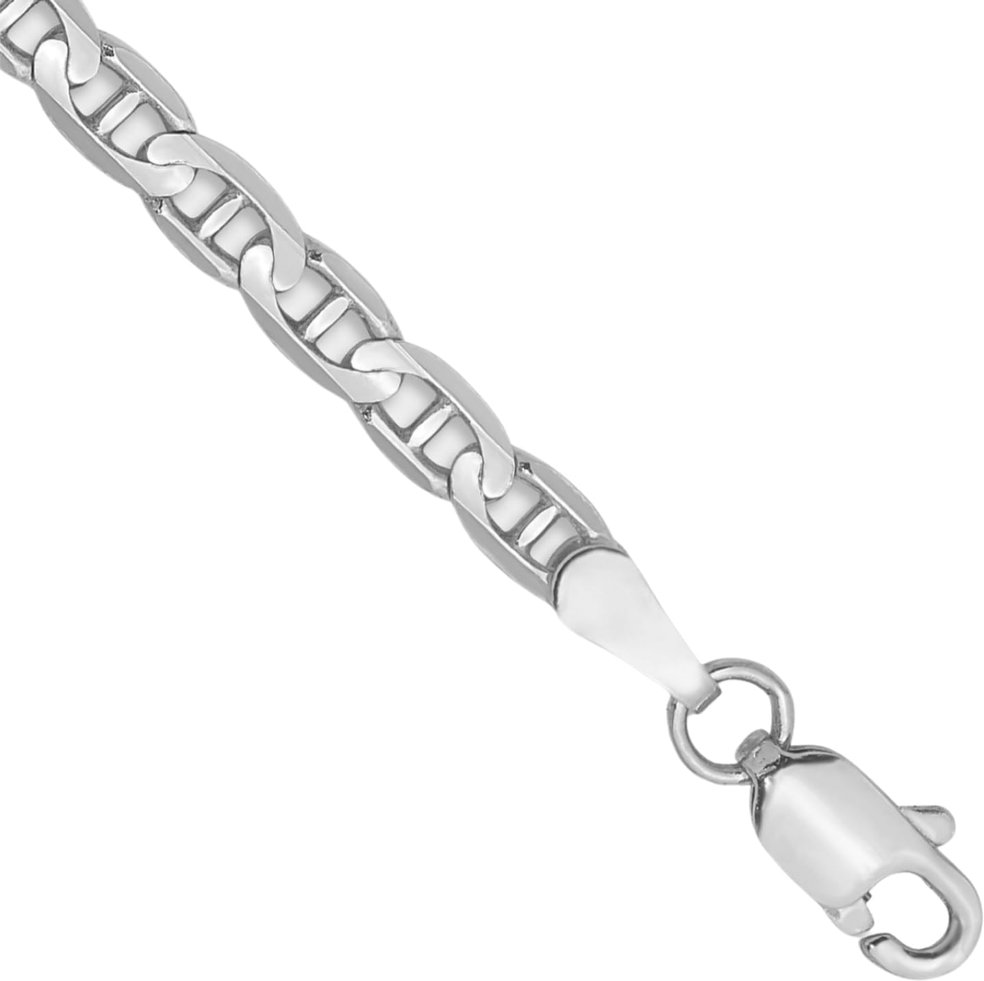 IceCarats 14K Solid White Gold 3mm Mariner Chain Concave Link Bracelet Polished
