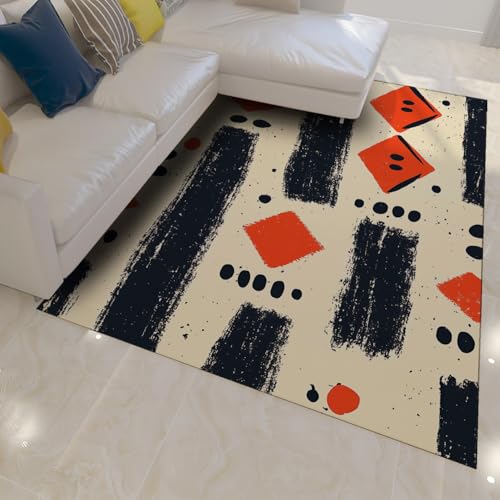 Tapis de salon géométrique orange pour une ambiance chaleureuse - 3
