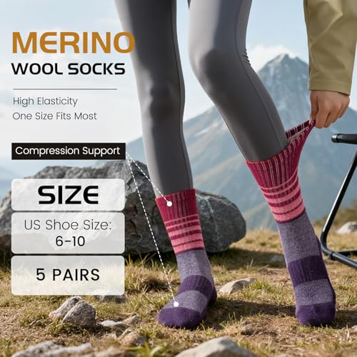 Clothirily Merino Wool Socks for Women, Winter Thick Warm Boot Hiking Socks - image 2