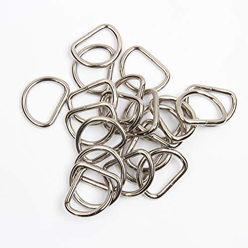 JWBIZ 3/4" Metal D-Rings, 3.8mm Thick, 50-Pack (Silver)