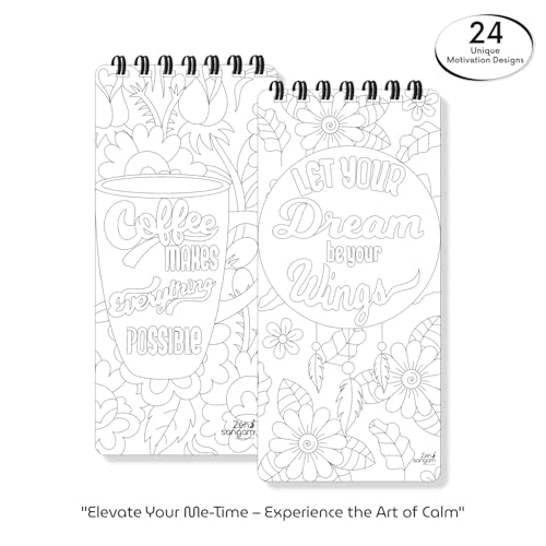 Image of Zen Sangam Motivation Bookmark Coloring Book for Young Adults and Art Passionates - 24 Unique Motivation Designs - Size: 15 x 6.3cm - Handy IPhone size - Cool Gifts - Mind Relaxation & Stress Relief