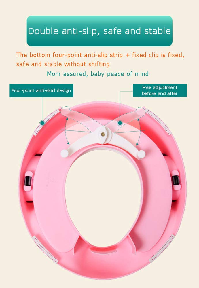 Reductor De WC Portatil, Asiento De Inodoro De Entrenamiento para Niños Pequeños Niños Niños Niñas Anillo De Inodoro con Manija con Respaldo,Pink